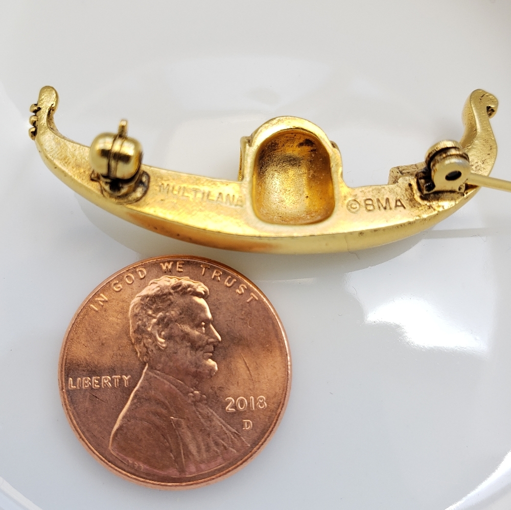 Vintage BMA Venetian Gondola Boat Pin Brooch - Picture 5 of 6
